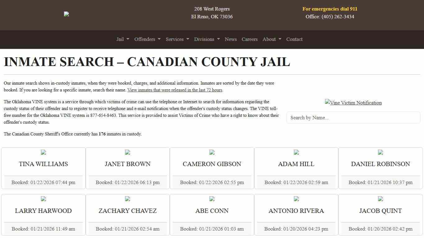 Inmate Search Canadian County Sheriff's Office